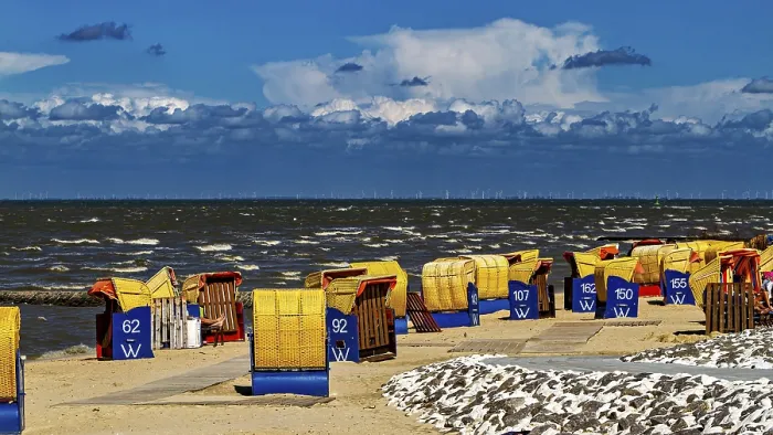 Framed Print : Cuxhaven Beach Chairs Print Framed Print : Cuxhaven Beach Chairs Print