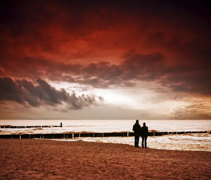 Framed Print : Beach at Sunset Print