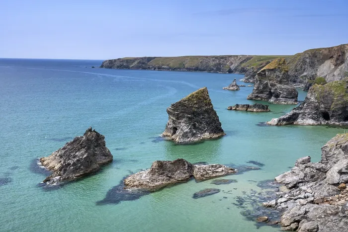 Framed Print : Bedruthan Steps Cliff Formation Print, Cornwall, England