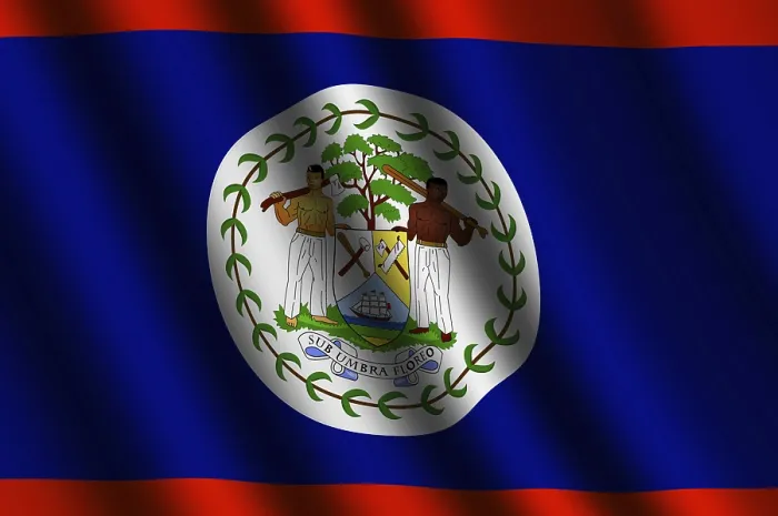 Framed Print : The Belize Flag Flying in the Wind Print Framed Print : The Belize Flag Flying in the Wind Print