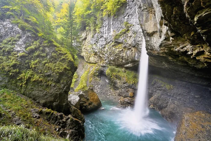 Framed Print : Berglistber Waterfall Print, Linthal, Switzerland Framed Print : Berglistber Waterfall Print, Linthal, Switzerland