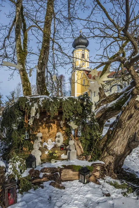 Framed Print : Bernried Monastery with cot in winter Print, Germany Framed Print : Bernried Monastery with cot in winter Print, Germany