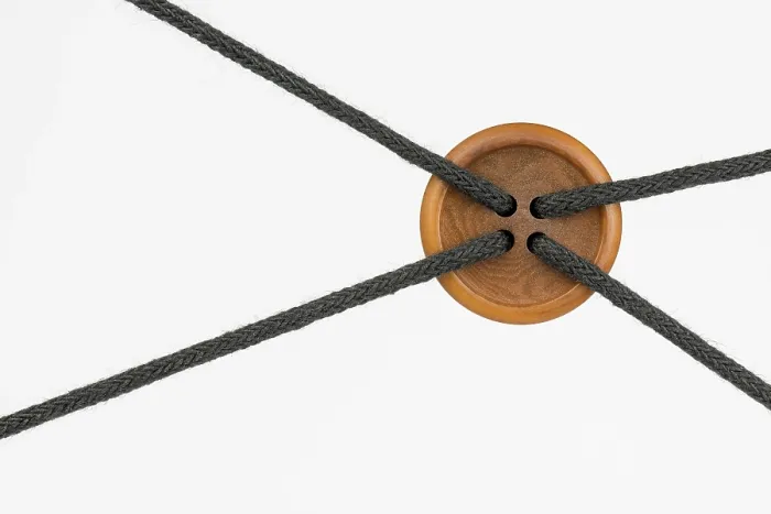 Framed Print : Big Clothing Button with Ropes Print