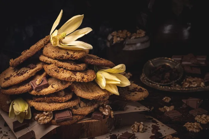 Framed Print : Biscuits with Chocolate and Nuts Print Framed Print : Biscuits with Chocolate and Nuts Print