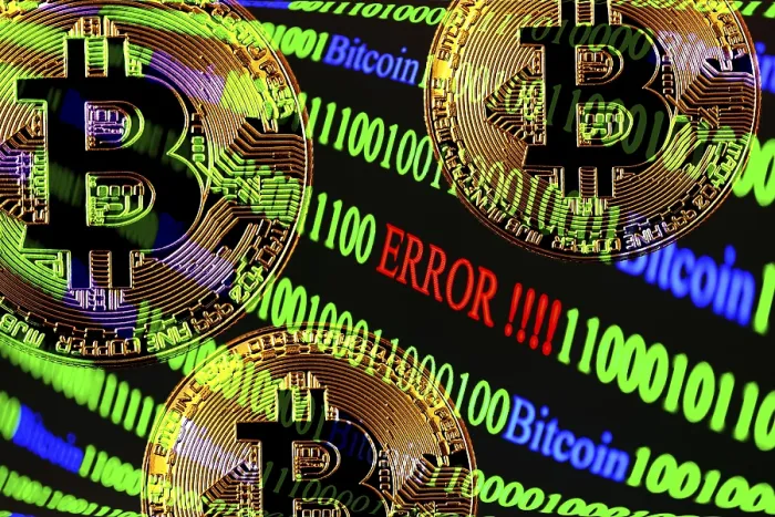 Framed Print : Bitcoin Binary Code Print: Error Message
