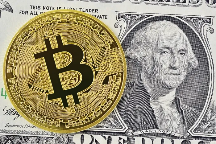 Framed Print : Bitcoin and US Dollar Note Print Comparison Framed Print : Bitcoin and US Dollar Note Print Comparison