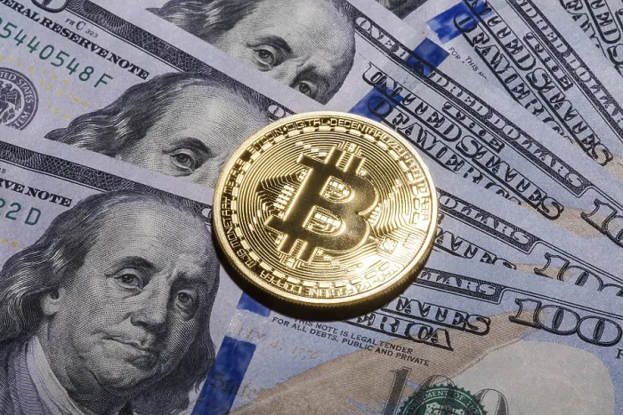 Framed Print : One Bitcoin on US Hundred Dollar Bills Print Framed Print : One Bitcoin on US Hundred Dollar Bills Print