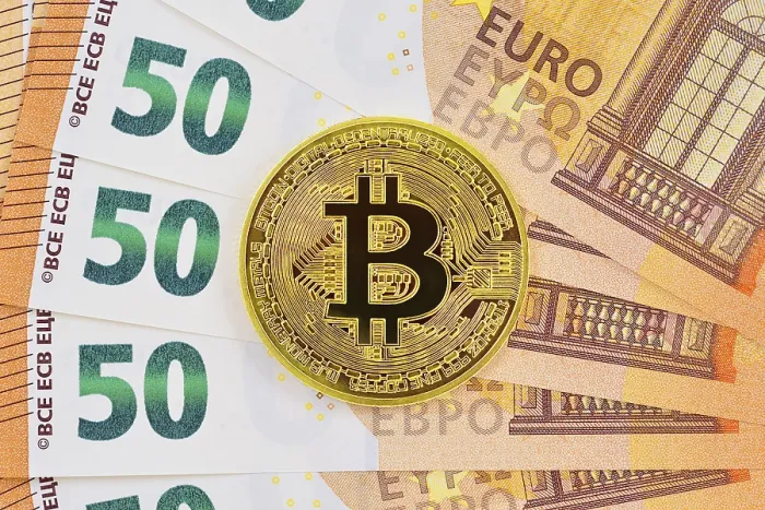Framed Print : Bitcoin and Euro Notes Print by imageBROKER Framed Print : Bitcoin and Euro Notes Print by imageBROKER