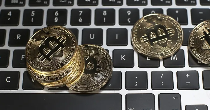 Framed Print : Bitcoins on Computer Keyboard Print Framed Print : Bitcoins on Computer Keyboard Print