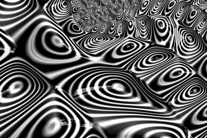 Framed Print : Black and White Fractal Print with Perspective Effects