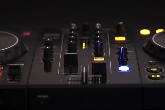 Framed Print : Professional DJ Mixer Print: Illuminated Audio Controls Framed Print : Professional DJ Mixer Print: Illuminated Audio Controls