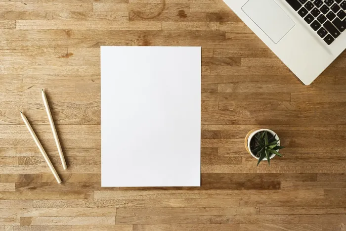 Framed Print : Blank Paper on Table Print Framed Print : Blank Paper on Table Print