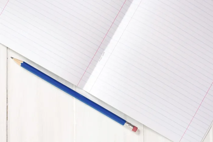 Framed Print : Blank Lined Notebook Print with Pencil Framed Print : Blank Lined Notebook Print with Pencil