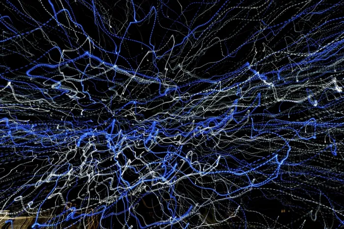 Framed Print : Blue and White Light Trails Print Framed Print : Blue and White Light Trails Print