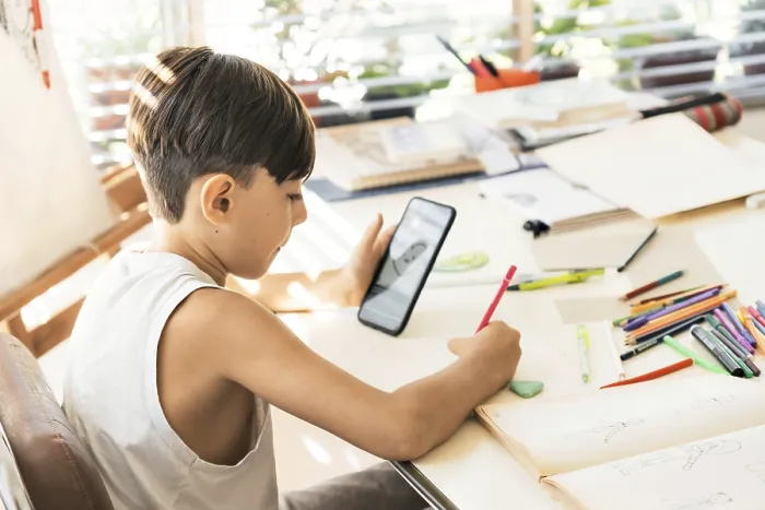 Framed Print : Online Learning with Technology - A Boy Drawing Print Framed Print : Online Learning with Technology - A Boy Drawing Print