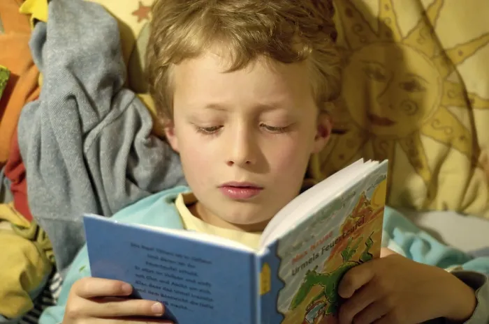 Framed Print : Boy Reading in Bed Print Framed Print : Boy Reading in Bed Print
