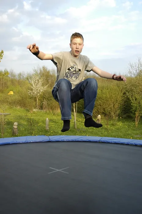 Framed Print : Boy on a Trampoline Print Framed Print : Boy on a Trampoline Print