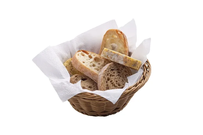 Framed Print : Bread in the Basket Print Isolated on White Framed Print : Bread in the Basket Print Isolated on White