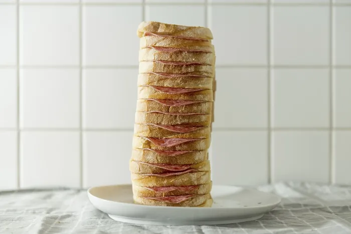 Framed Print : Bread with Salami Print Framed Print : Bread with Salami Print