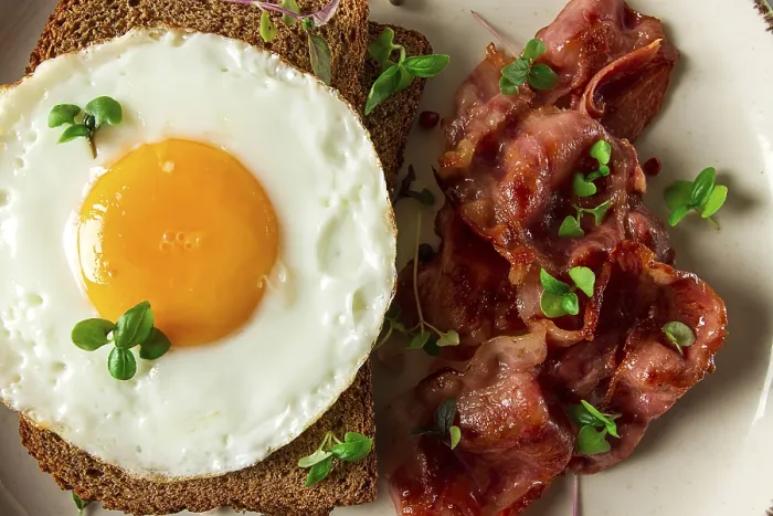 Framed Print : Breakfast Print - Fried Egg with Bacon Framed Print : Breakfast Print - Fried Egg with Bacon