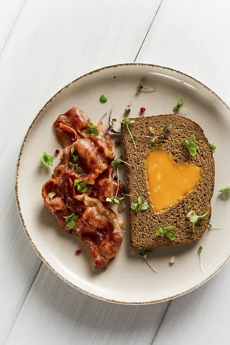 Framed Print : Breakfast Print - Fried Egg with Bacon Framed Print : Breakfast Print - Fried Egg with Bacon