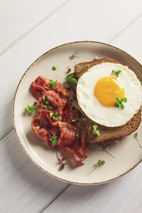 Framed Print : Breakfast Print - Fried Egg with Bacon Framed Print : Breakfast Print - Fried Egg with Bacon