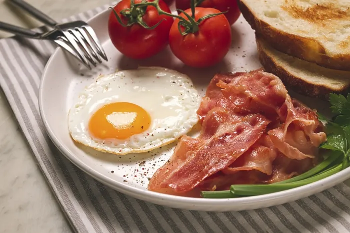 Framed Print : Homemade Breakfast Print: Fried Egg, Bacon and Bread Framed Print : Homemade Breakfast Print: Fried Egg, Bacon and Bread