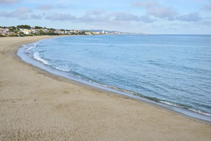 Framed Print : Breaking Waves on a Sandy Beach Print, Tarragona, Spain Framed Print : Breaking Waves on a Sandy Beach Print, Tarragona, Spain