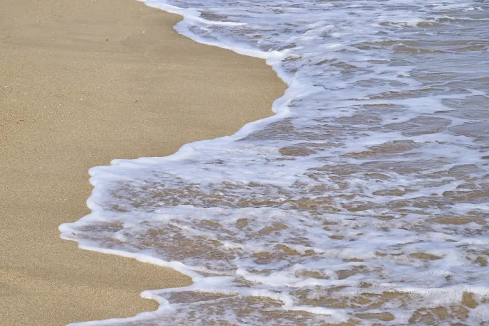 Framed Print : Breaking Waves on a Sandy Beach Print, Tarragona, Spain