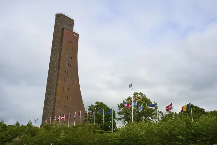 Framed Print : Brick Tower with Flags, Laboe Naval Memorial, Germany Print Framed Print : Brick Tower with Flags, Laboe Naval Memorial, Germany Print