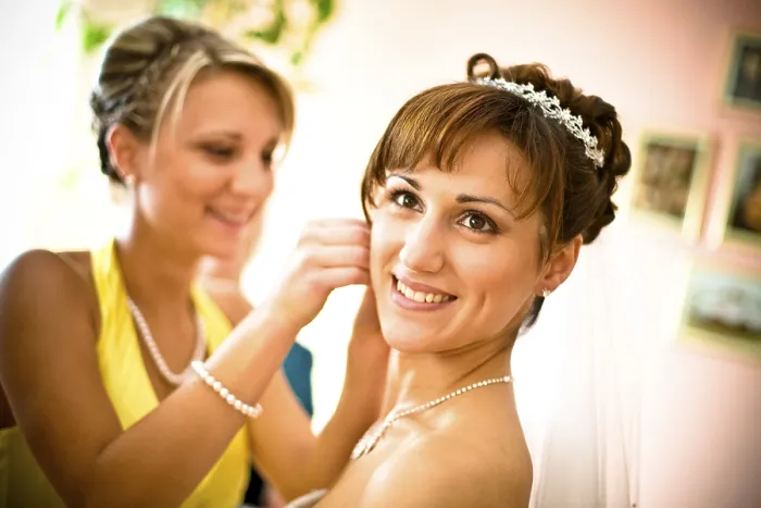Framed Print : Bride being made up - Original Print Framed Print : Bride being made up - Original Print
