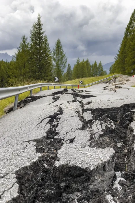 Framed Print : Broken Road with Cracks in Belluno, Italy Print
