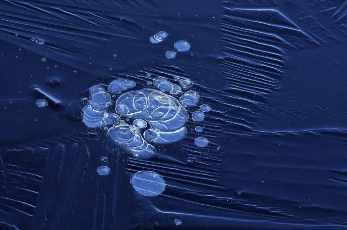 Framed Print : Bubbles and structure in ice print, Polar Ice Cap