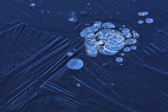 Framed Print : Bubbles and Structure in Ice Print