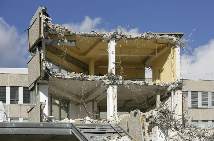 Framed Print : Demolition Print: Building in Progress