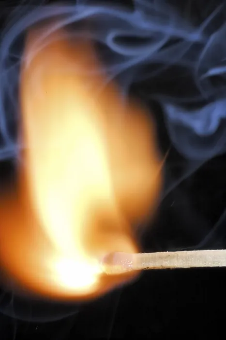 Framed Print : Burning Match Print, Close-Up of Flickering Flame