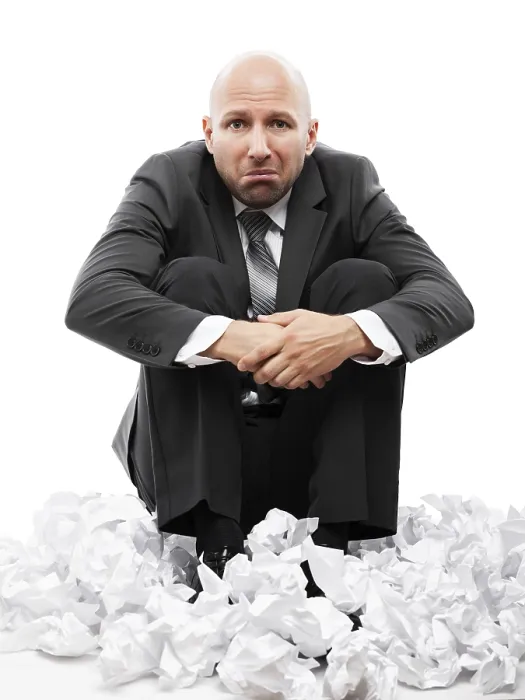 Framed Print : Business Failure at Work Print: Overwhelmed Executive Framed Print : Business Failure at Work Print: Overwhelmed Executive