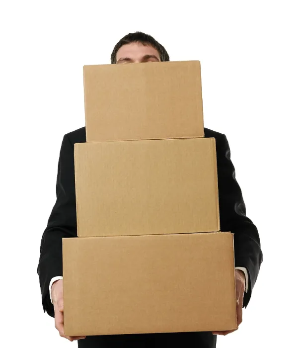 Framed Print : Businessman Overloaded with Boxes Print Framed Print : Businessman Overloaded with Boxes Print