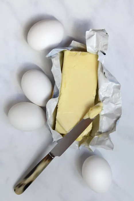Framed Print : Butter in Opened Packaging and Eggs Print Framed Print : Butter in Opened Packaging and Eggs Print