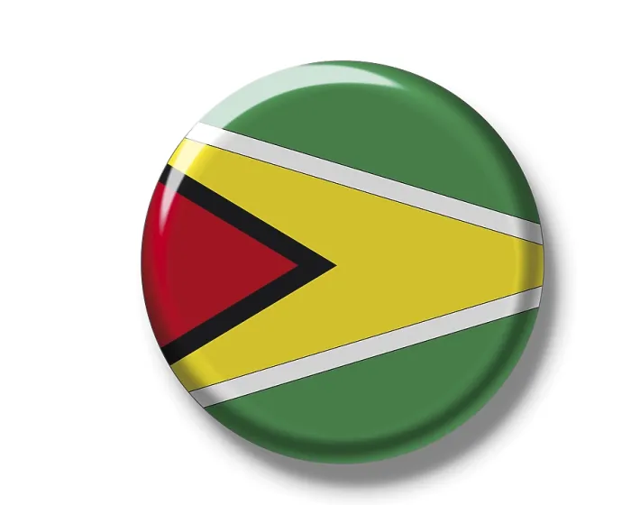 Framed Print : Button, Flag of Guyana Print
