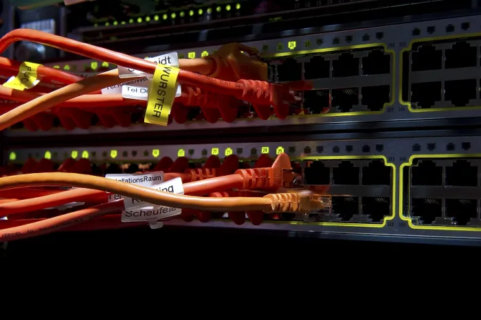 Framed Print : Internet Server Cabling Print