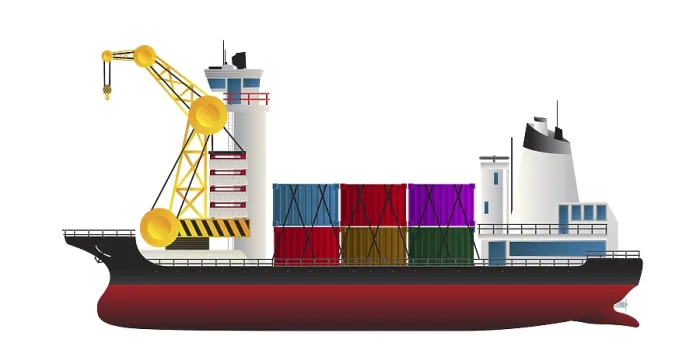 Framed Print : Large Cargo Ship Print at Sea