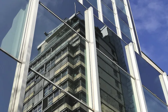 Framed Print : Reflection on a skyscraper Print Framed Print : Reflection on a skyscraper Print
