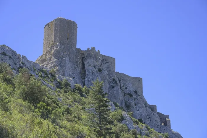 Framed Print : Cathar Castle Queribus Print, Aude France Framed Print : Cathar Castle Queribus Print, Aude France