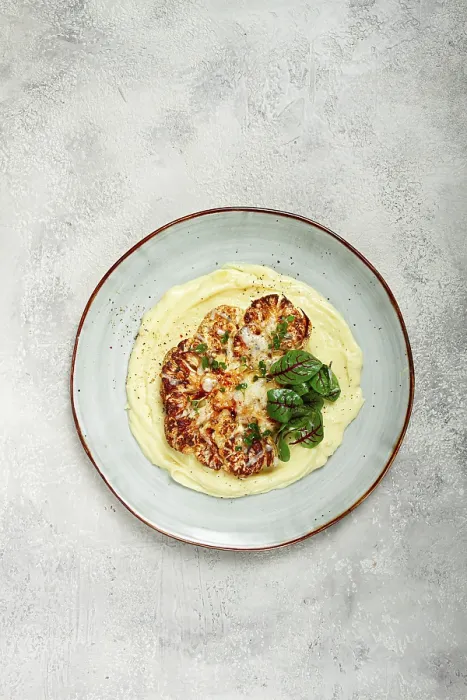 Framed Print : Cauliflower Steak with Mashed Potatoes Print Framed Print : Cauliflower Steak with Mashed Potatoes Print