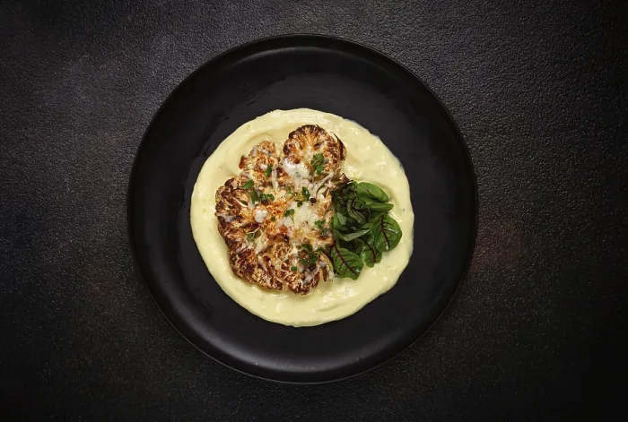 Framed Print : Cauliflower Steak with Mashed Potatoes Print Framed Print : Cauliflower Steak with Mashed Potatoes Print