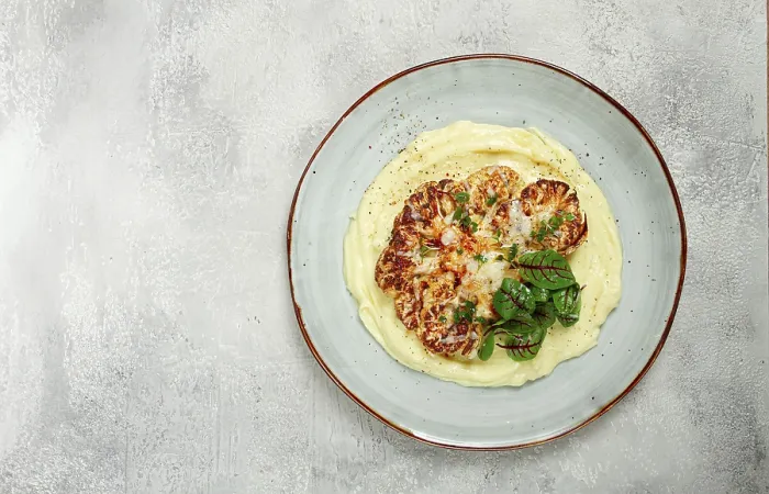 Framed Print : Cauliflower Steak with Mashed Potatoes Print Framed Print : Cauliflower Steak with Mashed Potatoes Print