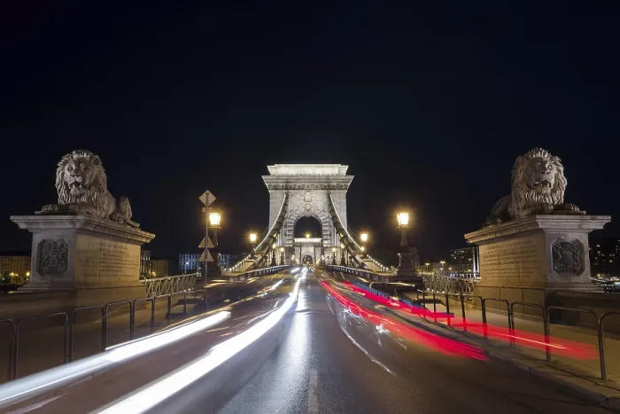 Framed Print : The Chain Bridge in Budapest Evening Print, Hungary Framed Print : The Chain Bridge in Budapest Evening Print, Hungary