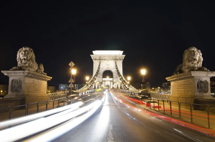 Framed Print : The Chain Bridge in Budapest Evening Print