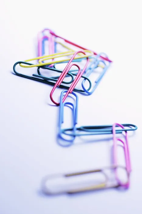 Framed Print : Colored Paperclips Chained Print